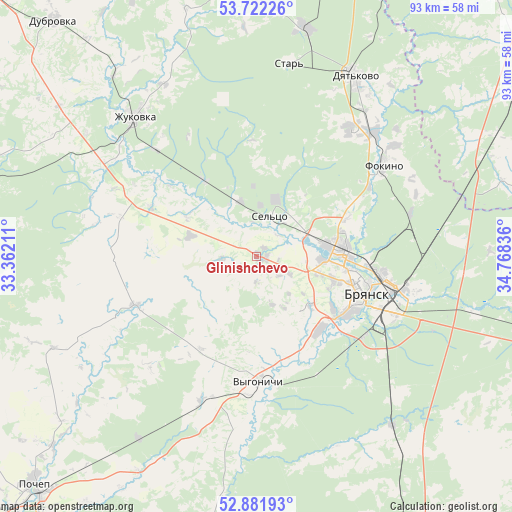 Glinishchevo on map