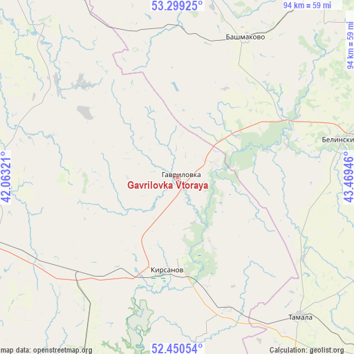 Gavrilovka Vtoraya on map