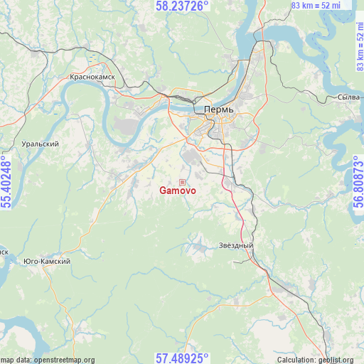 Gamovo on map