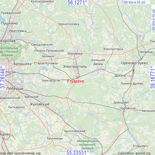 Fryazevo on map