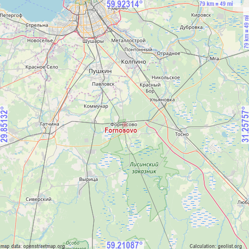 Fornosovo on map