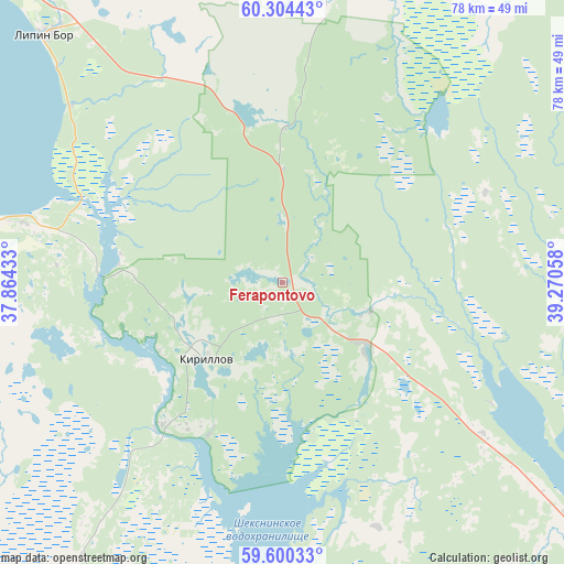Ferapontovo on map