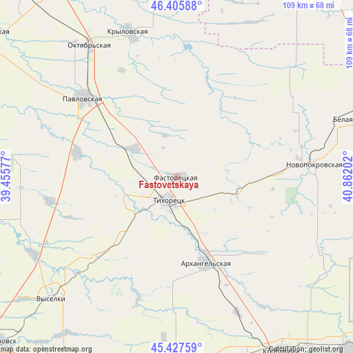 Fastovetskaya on map