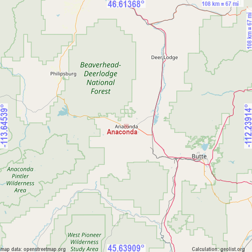 Anaconda on map