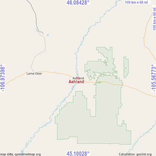 Ashland on map