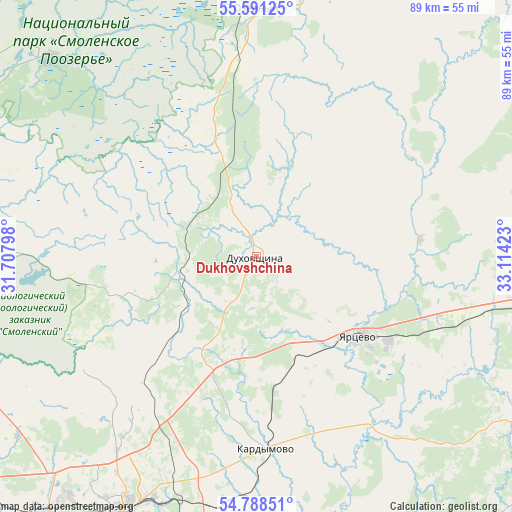 Dukhovshchina on map