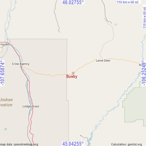 Busby on map