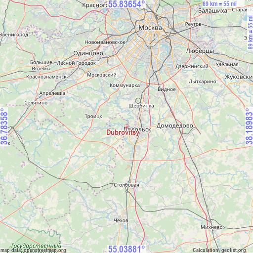 Dubrovitsy on map