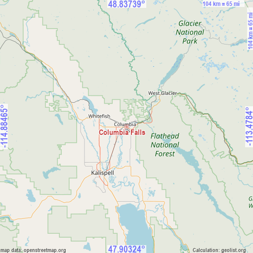 Columbia Falls on map