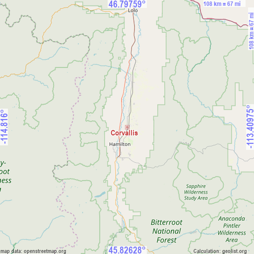 Corvallis on map