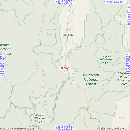 Darby on map