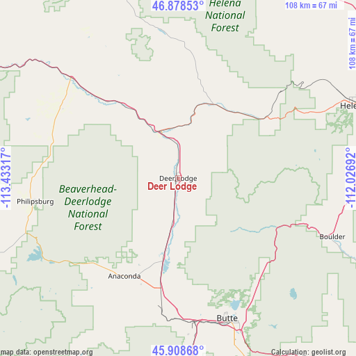 Deer Lodge on map