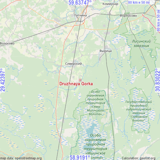 Druzhnaya Gorka on map