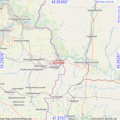 Donetsk on map