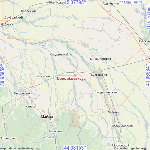 Dondukovskaya on map