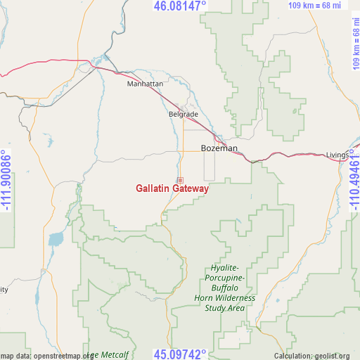 Gallatin Gateway on map