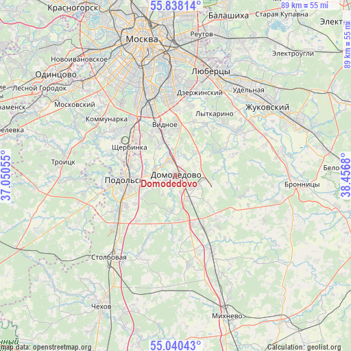 Domodedovo on map