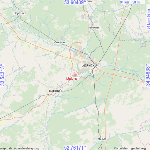 Dobrun’ on map