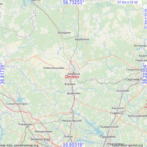 Dmitrov on map