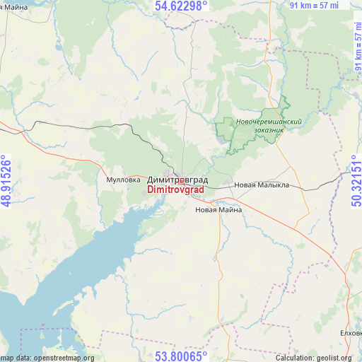 Dimitrovgrad on map