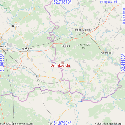 Deniskovichi on map