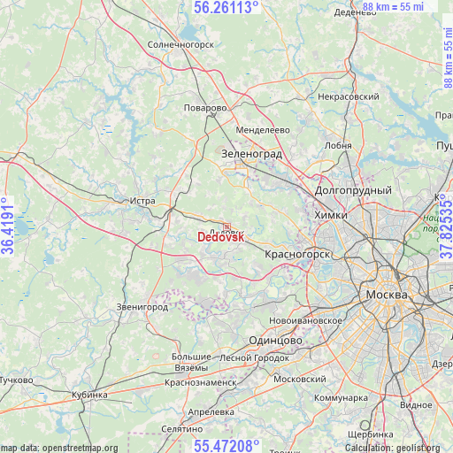 Dedovsk on map