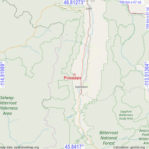 Pinesdale on map