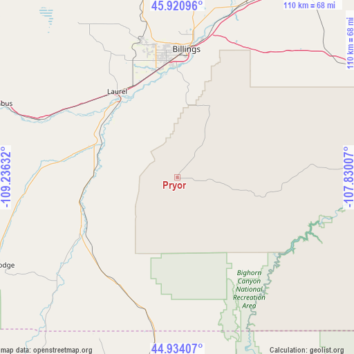 Pryor on map