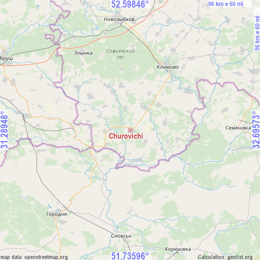 Churovichi on map