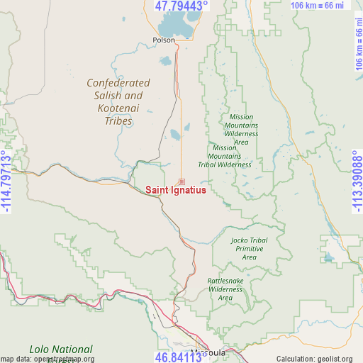 Saint Ignatius on map