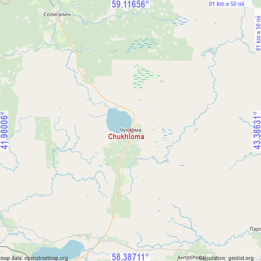 Chukhloma on map