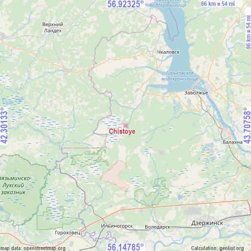 Chistoye on map