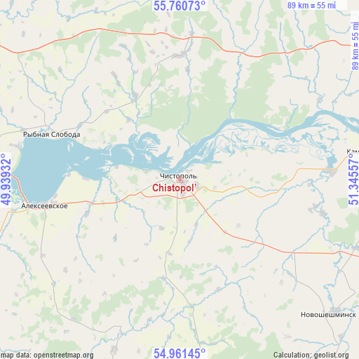 Chistopol’ on map