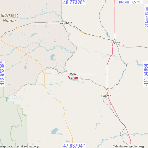 Valier on map