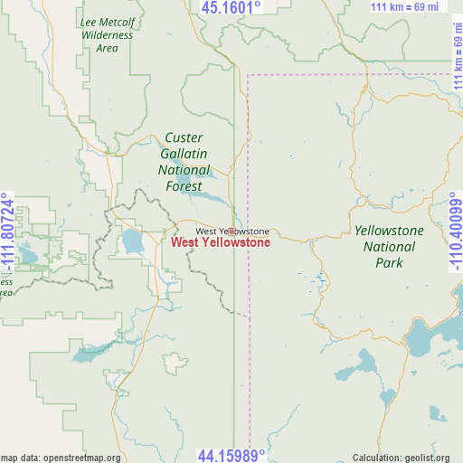 West Yellowstone on map