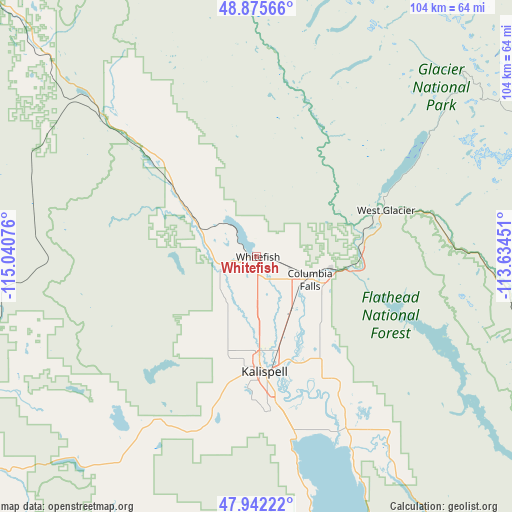 Whitefish on map