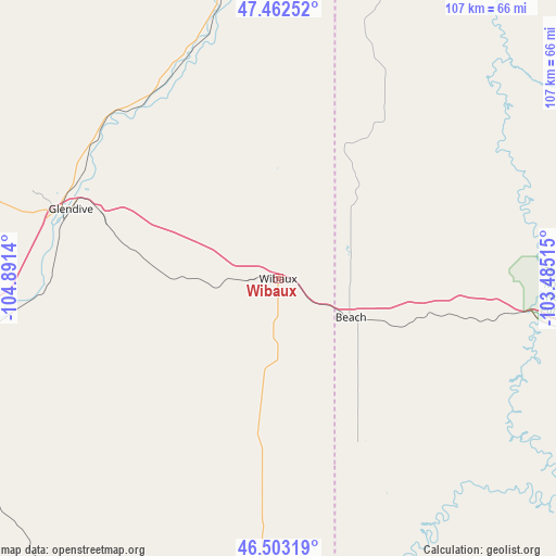 Wibaux on map