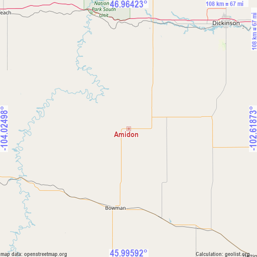 Amidon on map