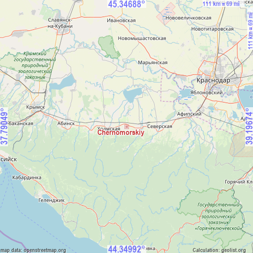 Chernomorskiy on map