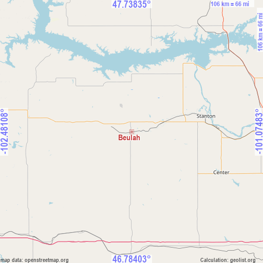 Beulah on map