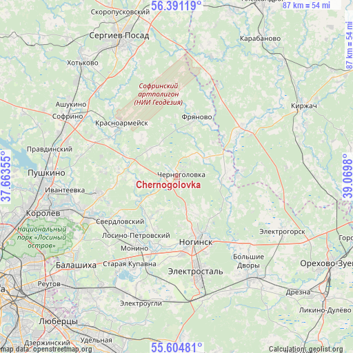 Chernogolovka on map