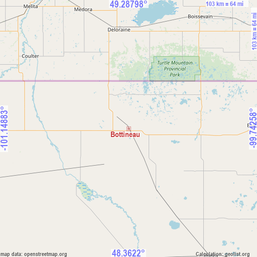 Bottineau on map