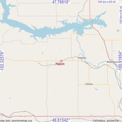 Hazen on map