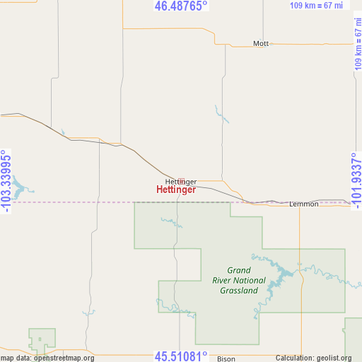 Hettinger on map