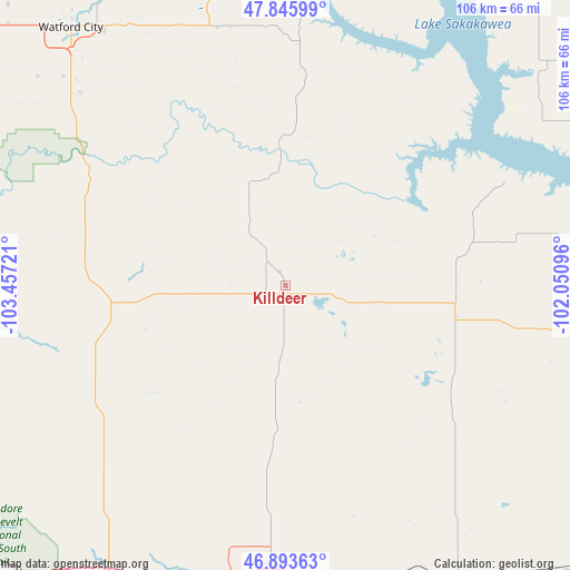 Killdeer on map