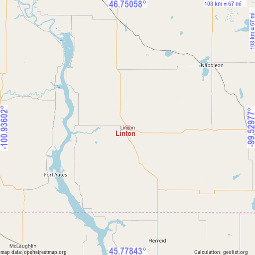 Linton on map