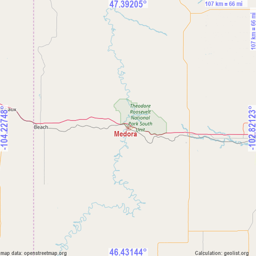 Medora on map