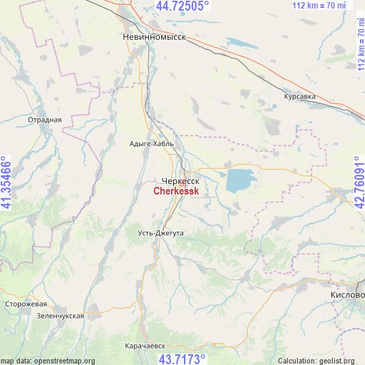 Cherkessk on map