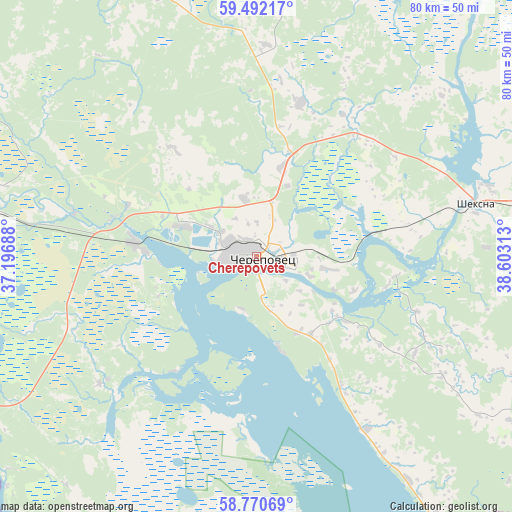 Cherepovets on map