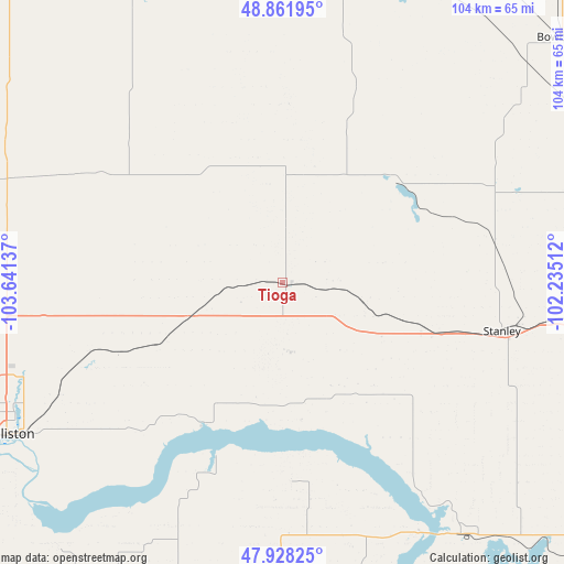 Tioga on map